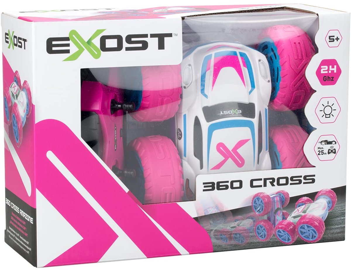 SnelShoppen - Krachtige 360° Obstakel Kruidwagen met LED-lampen, Roze, Voor Kinderen, Speelgoed, Avonturen, Buitenactiviteiten