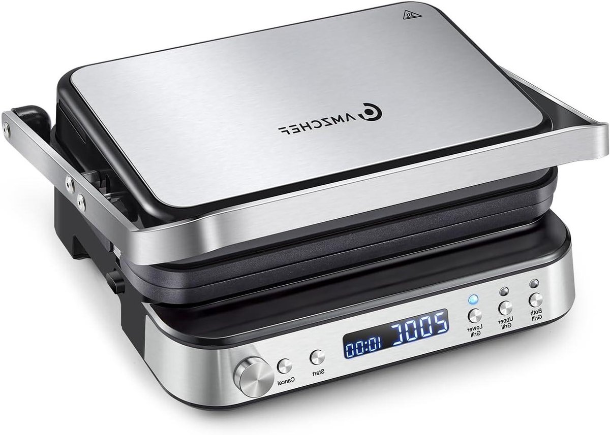 Contact Grill - Keukenapparaat - Veelzijdig Koken - 4-in-1 Functionaliteit - 33x35x17 cm - Zilver