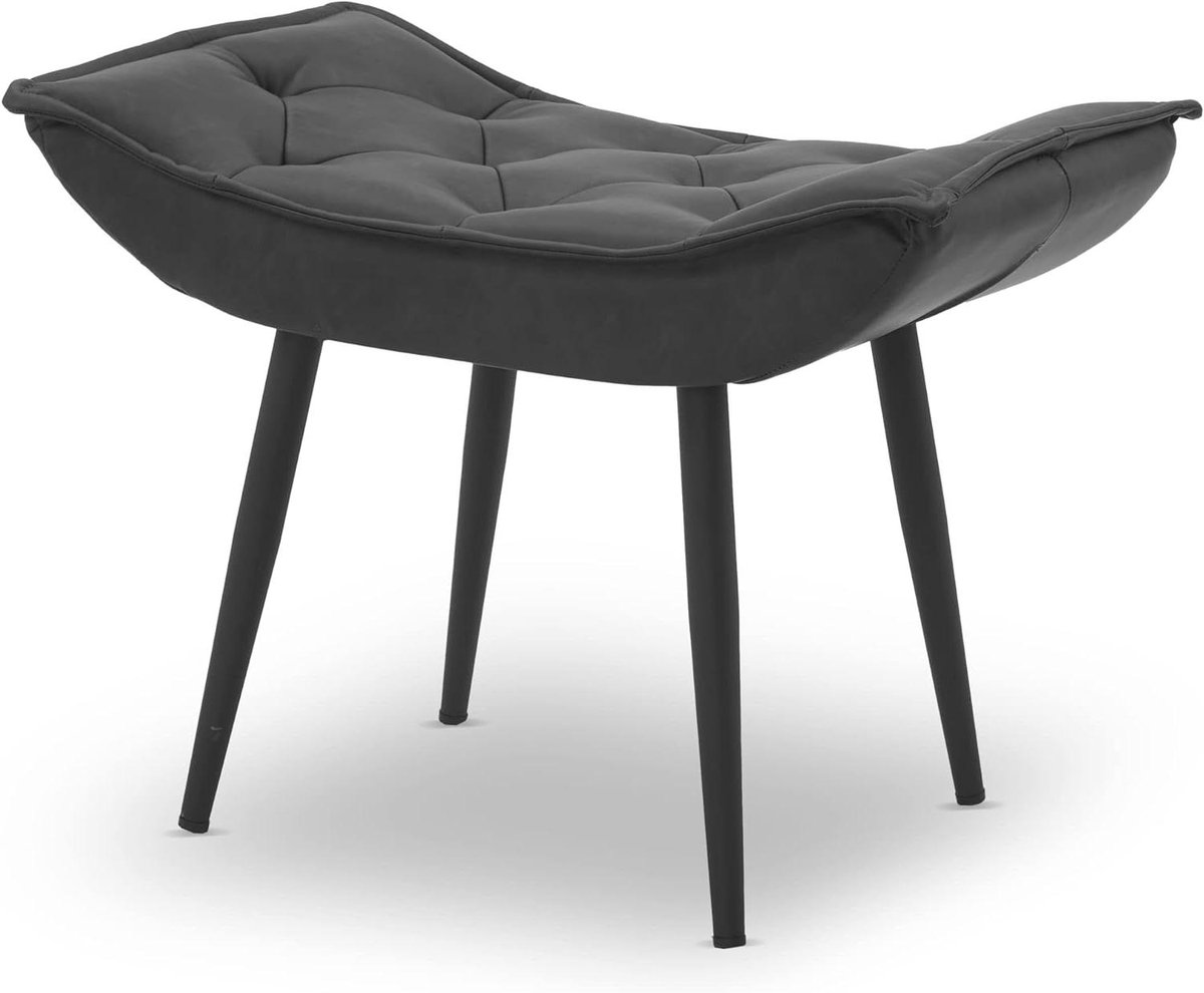 Zitkruk Voetensteun - Elegante Kruk - Ontspannen Zitten - Metalen Poten - 40 x 69 cm - Donkergrijs
