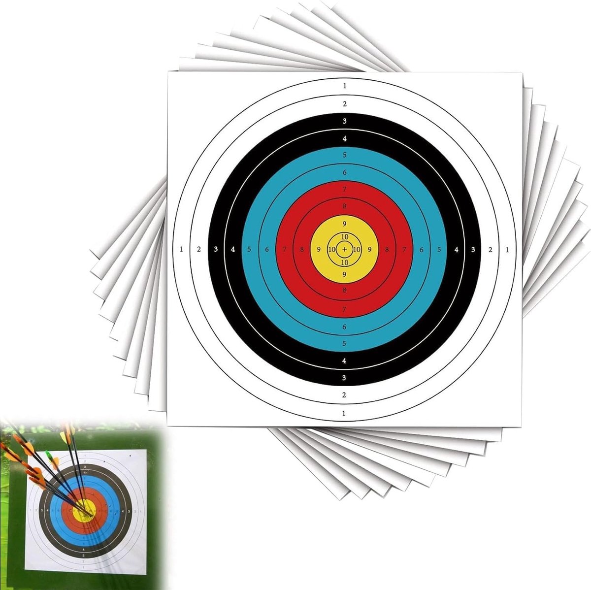 Discdoelen voor Boogschieten - Papieren Schijven van 60 cm x 60 cm voor Precisie Training en Competitie