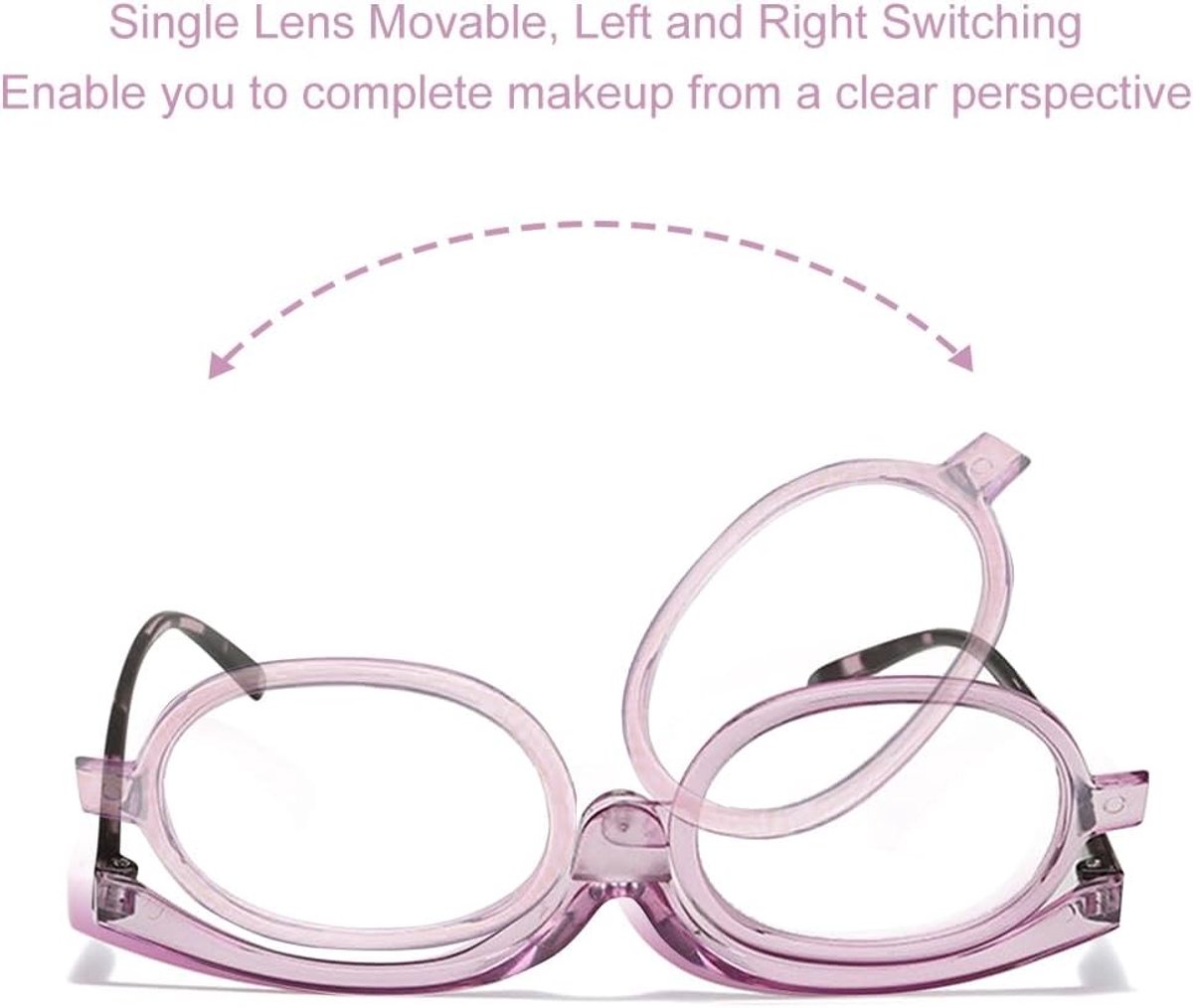 Make-up Leesbril voor Vrouwen, Vergrotende Make-up Bril met Draaiende Lens en Flip Down Functie, Ideaal voor Precisiewerk en Make-up Aanbrengen