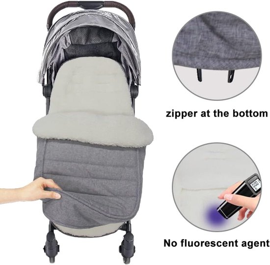 Baby Voetenzak - Universele Muts - Warm Blijven - Water- en Winddicht - 90x50 cm - Grijs/Wit — afbeelding 4