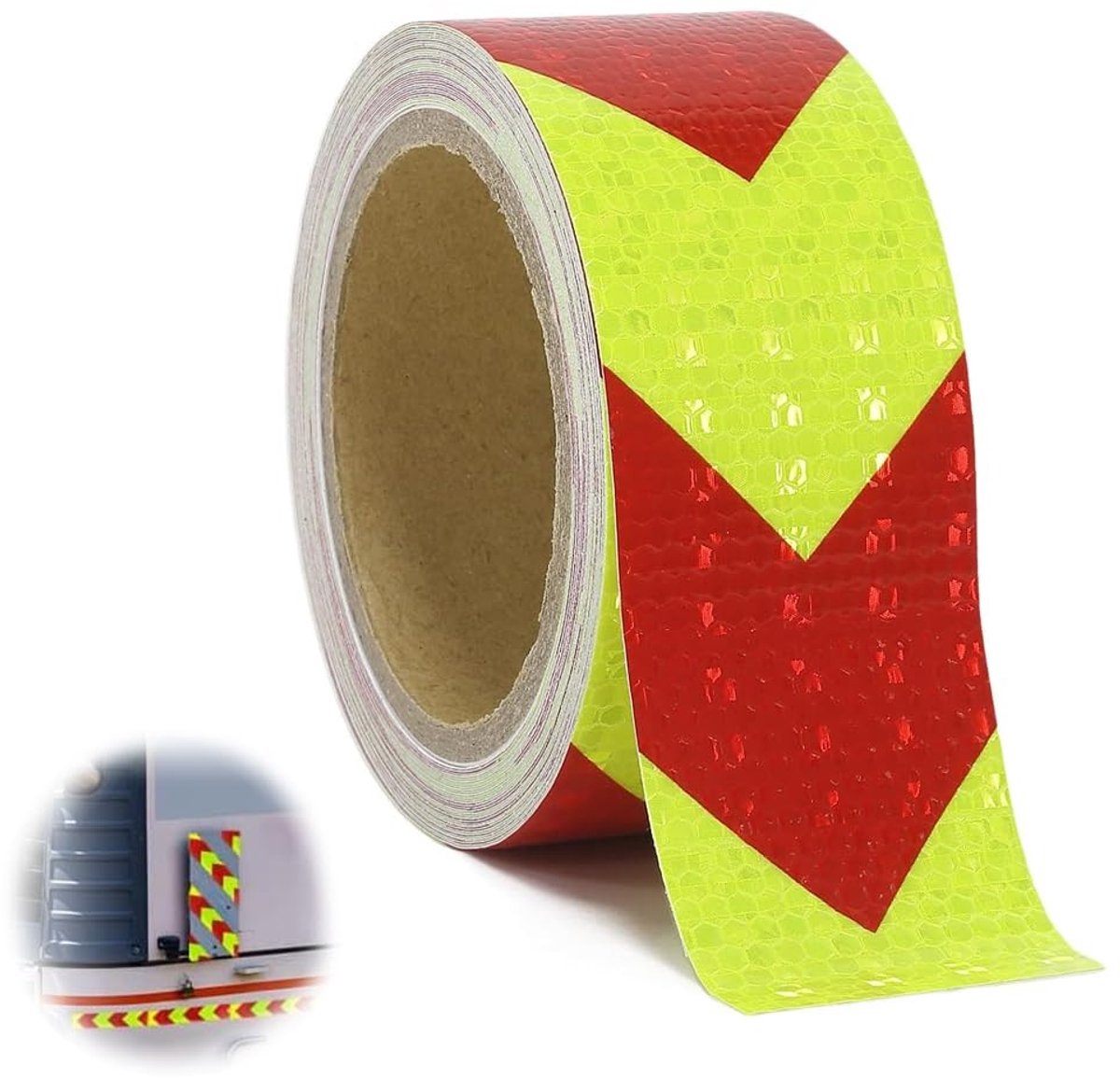 Zelfklevende reflectortape voor veiligheidsmarkering, waarschuwingsband en signalering (rood/geel, 10 m x 5 cm)