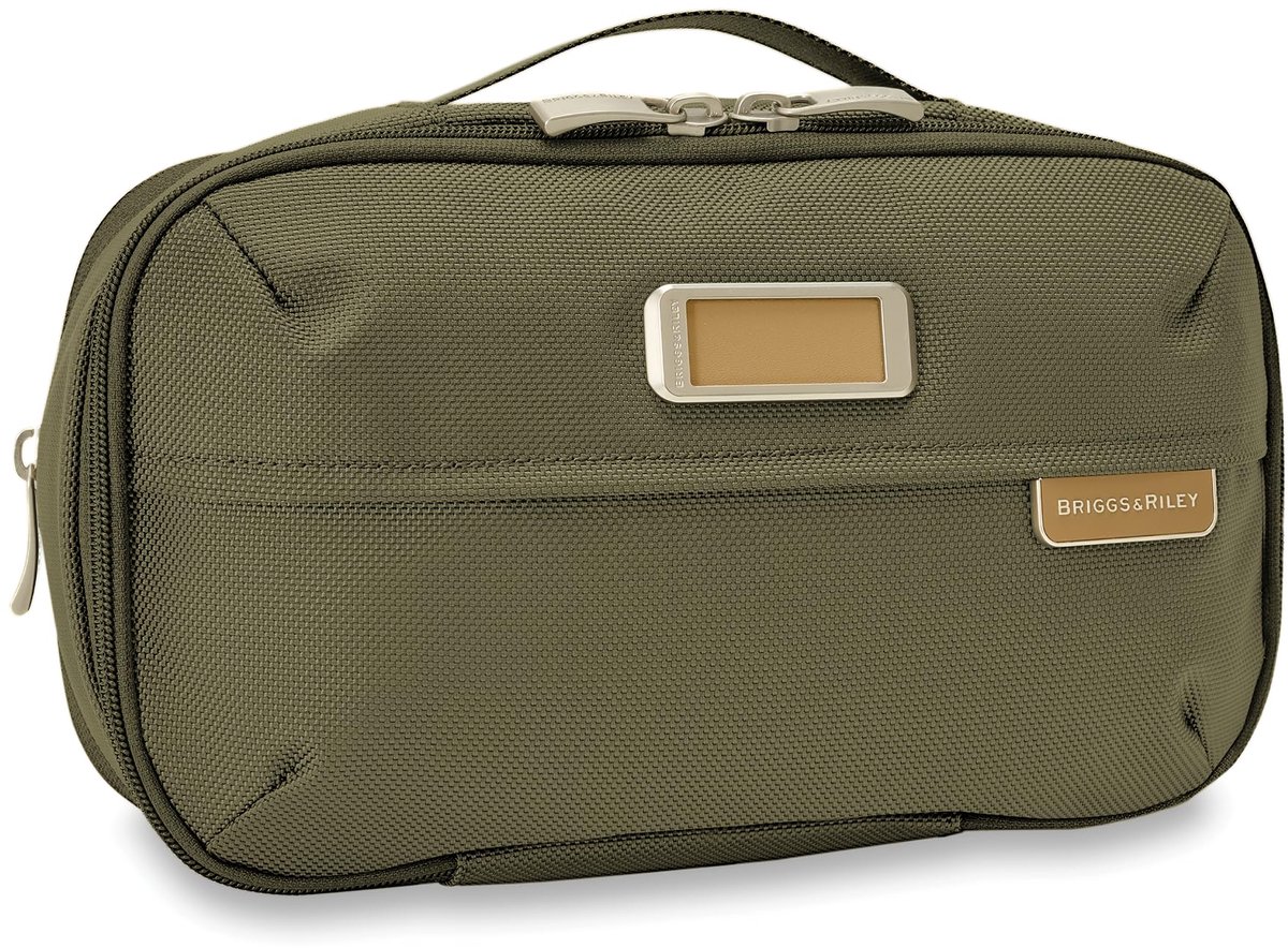 SnelShoppen - Toilettas Olijf 11 Inch Uitbreidbare Essentials Toilettas voor Reizen, Camping en Thuisgebruik - Luxe Toilettas van Duurzaam Materiaal