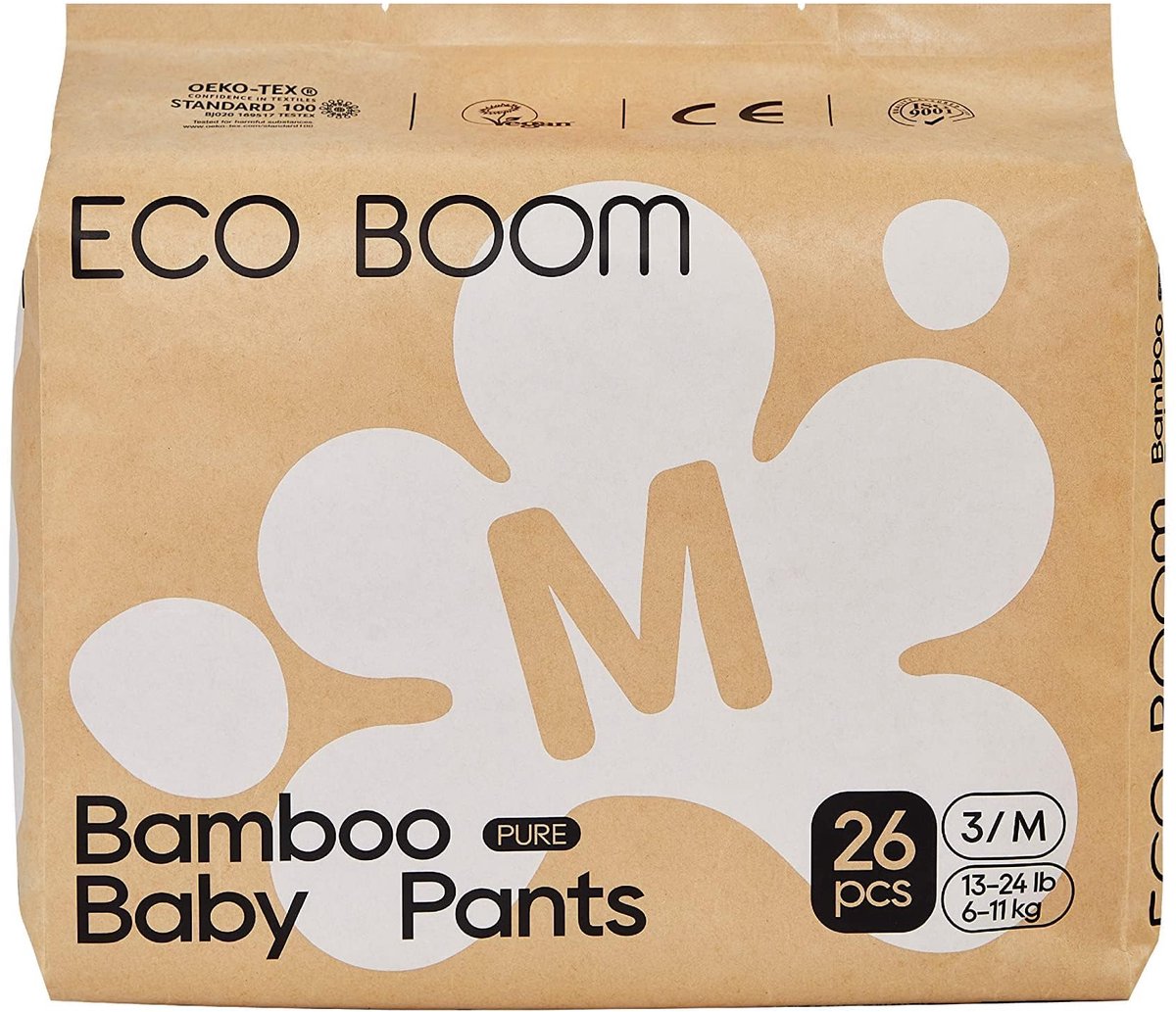 SnelShoppen - ECO BOOM Bamboe luierbroek maat 3 (6-11 kg), 26 stuks - milieuvriendelijke baby-pull-ups, plantaardige materialen, geurvrij, zeer absorb