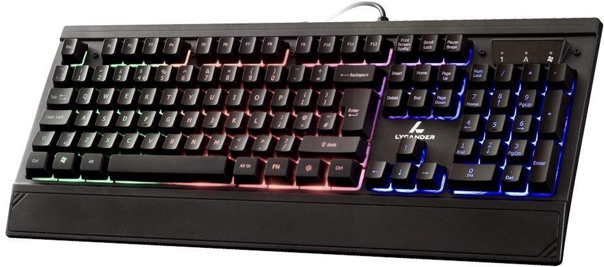SnelShoppen - Gaming Toetsenbord Bedraad met 19 Anti-Ghosting Toetsen, 1,8 Meter Kabel en Regenboog Achtergrondverlichting voor Gamers, PC en Laptop