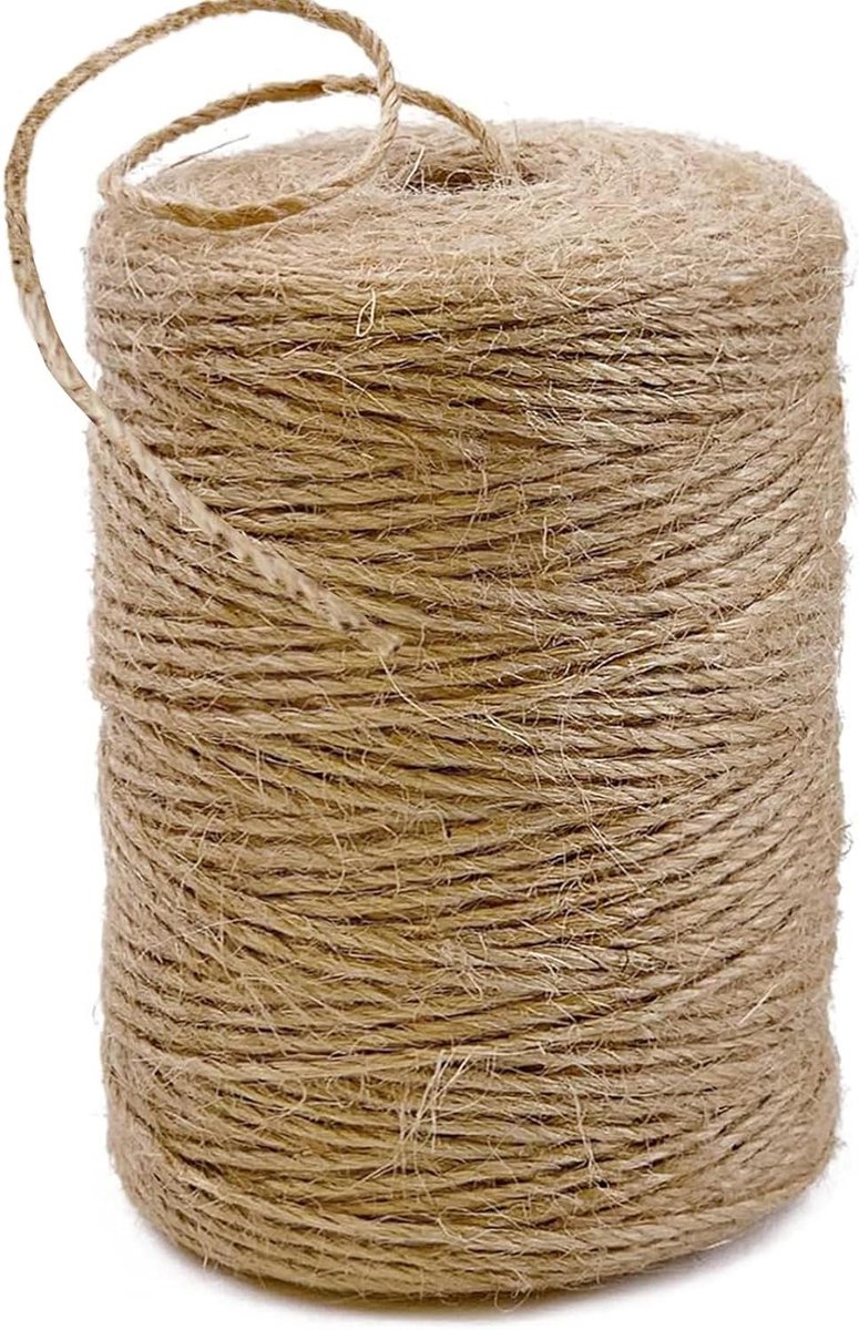 Jute Touw - Natuurlijk Garen - Ambachten en Tuinieren - Biologisch Afbreekbaar - 656 Voet - Bruin