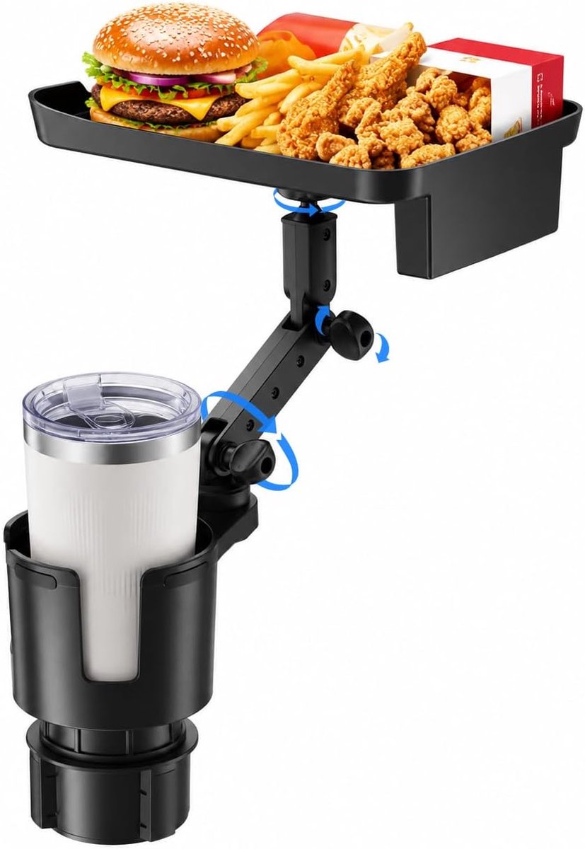 Car Cup Holder Extension Tray, Non-Slip, Multifunctional, Removable Car Meal Compartment, Ideal for Meals and Car Trips - ShopVlot