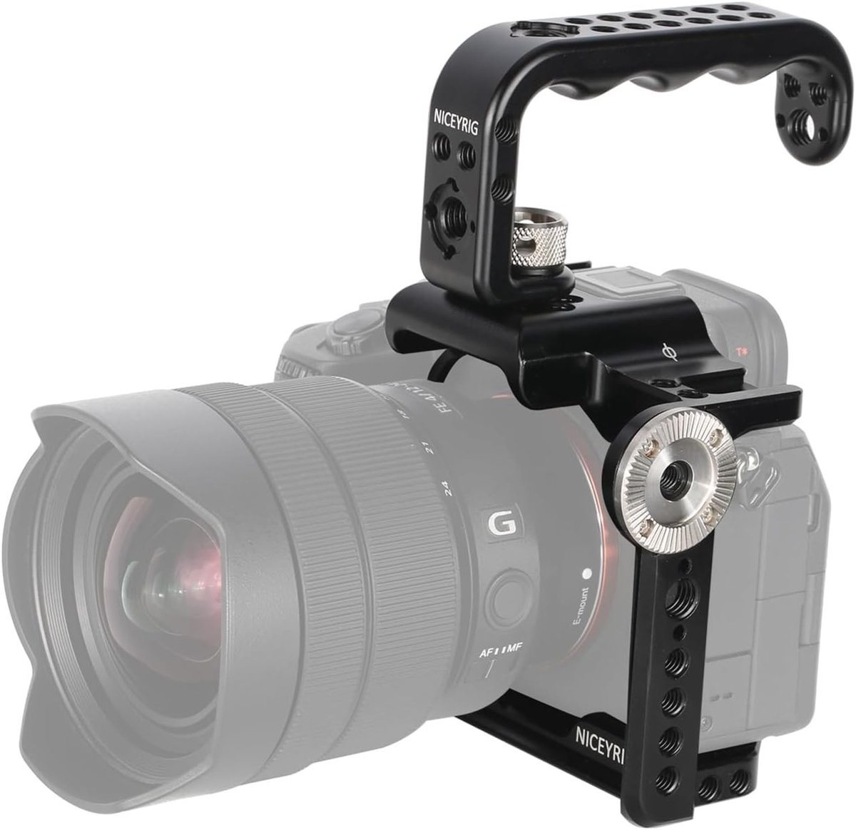 Camera Cage voor Sony A7 IV met Top Handgreep, Rosette Bevestiging, NATO Rail en Koudschuh Accessoires