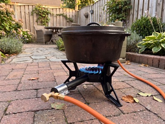 Le Pratique | Gietijzeren Gasbrander | Zware kwaliteit Wokbrander met 1 krachtige brander | 9200W | Geschikt voor paellapannen, dutch-oven, wokken, wecken, etc. | Aanbevolen: 30mbar of 50mbar gasdrukregelaar (excl.) | From France — afbeelding 3
