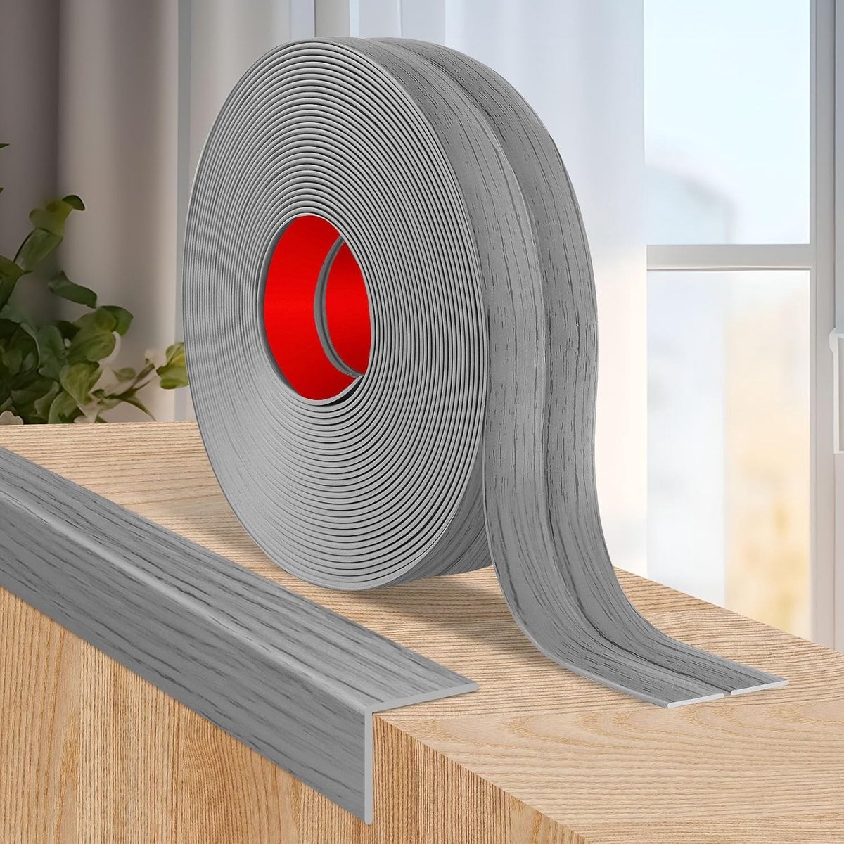 Decoratieve Hoekbescherming voor Muren - Zelfklevende Flexibele Wandstrip van 4 cm x 3 m in Houtlook Lichtgrijs voor Interieur en Bescherming