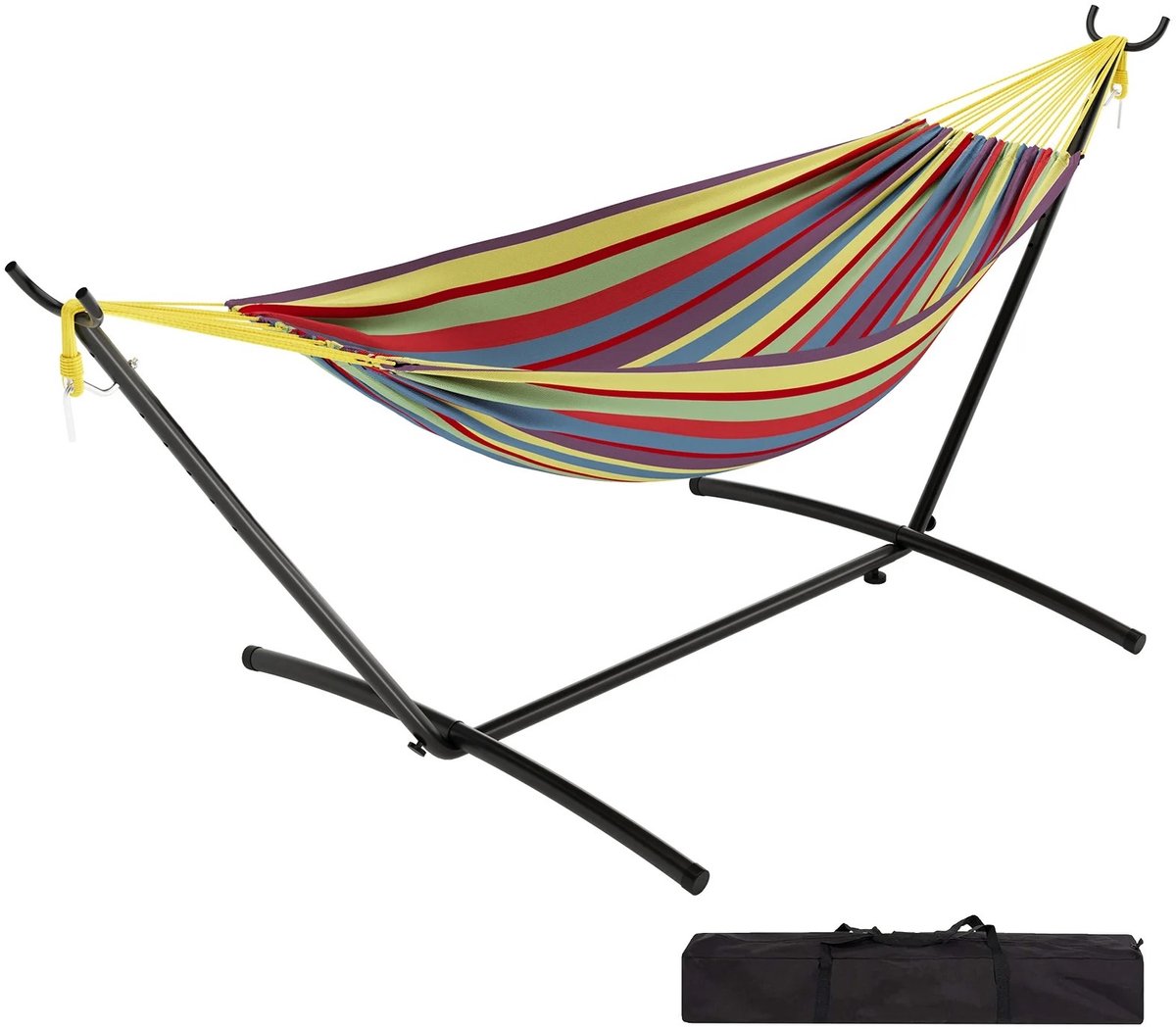 Billie & Loïs hangmat - Met standaard - Tweepersoons - Stalen frame - 6 Standen - Tot 227kg - Incl opbergtas - 279 × 109 cm