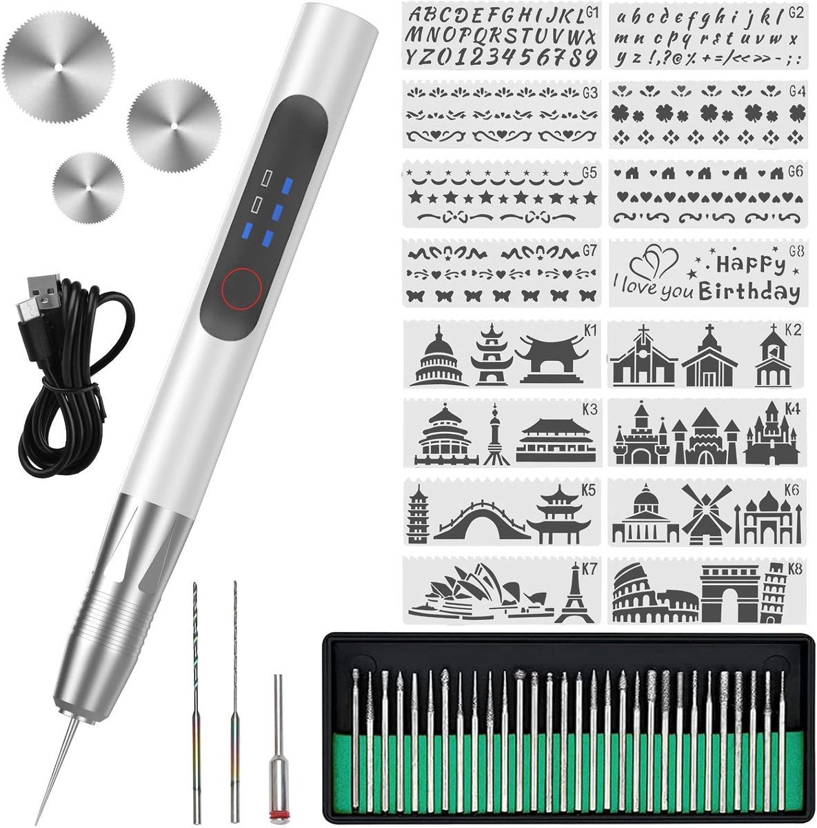Engraving Pen: USB Rechargeable Engraving Tool Set - Electric Mini Engraver Engraving Tool for Jewelry, Glass, Wood - ShopVlot