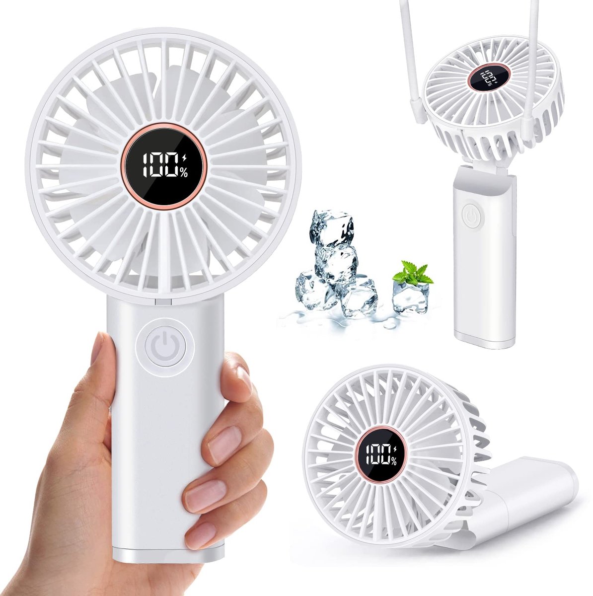 SnelShoppen - Draagbare Mini-Ventilator 3600 mAh USB Oplaadbare Handventilator met 6 Snelheden Stil en Lichtgewicht voor Thuis, Camping en Buitenactiv