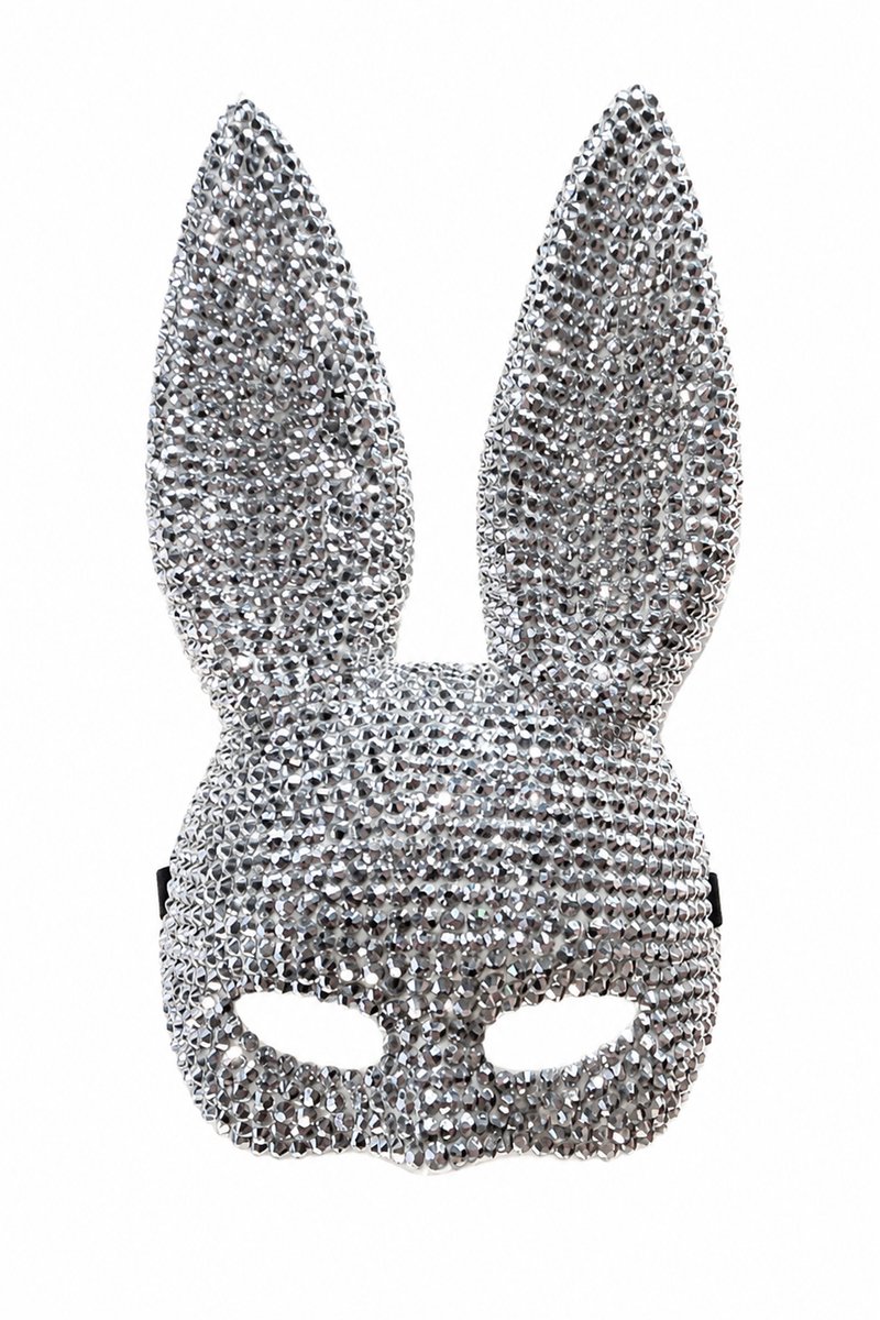 KIMU® Masker Konijn Strass Zilver - Gemaskerd Bal Bunny Sexy Diamantjes Steentjes Gothic Victoriaans Elegant Vrouwen Volwassenen Oogmasker Masquerade Festival
