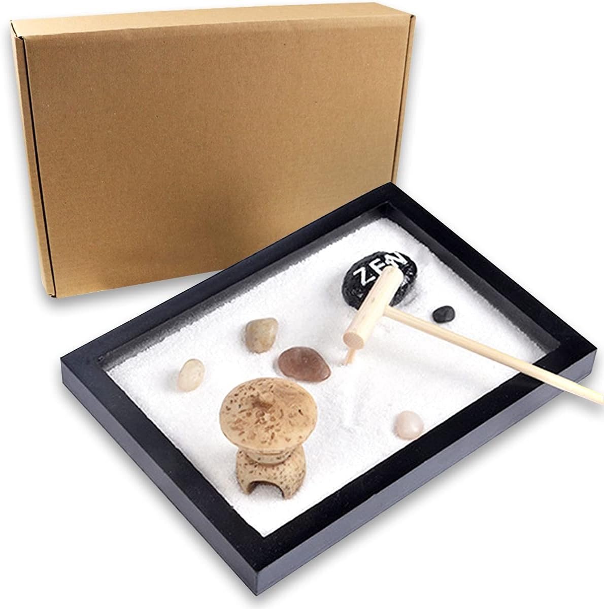 Mini Zen Tuin Set met Kleurige Steentjes, Zand Ornamenten en Desk Accessoires voor Meditatie en Ontspanning