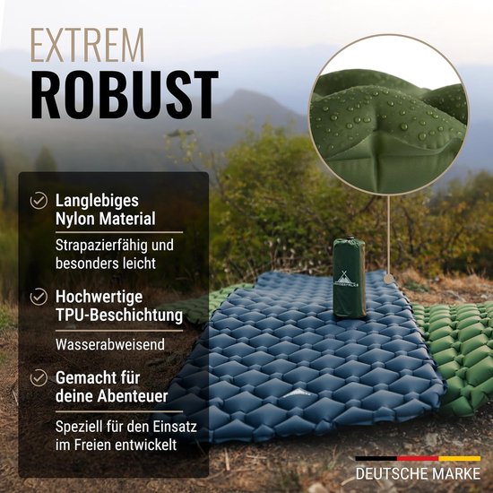 Camping luchtmatras - ultralicht en comfortabel - 1 stuk - groen - 190 x 66 x 6 cm van Camping — afbeelding 4