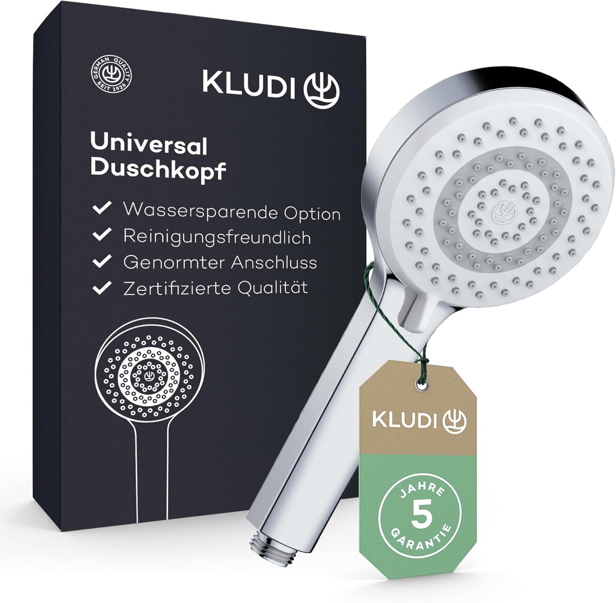SnelShoppen - Waterbesparende douchekop 3 straalsoorten, Ø 10,7 cm, chroom, antikalkfunctie, reinigingsvriendelijk, perfect voor dagelijks gebruik