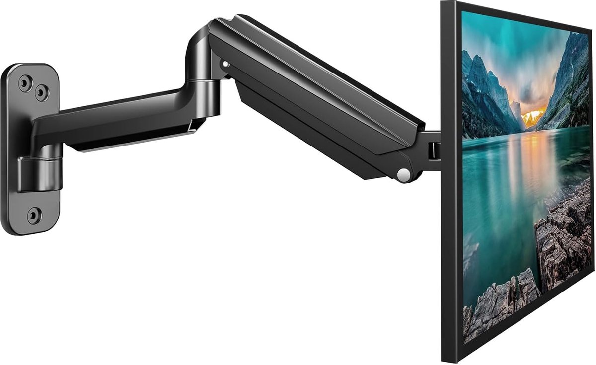 SnelShoppen - Wandhouder voor LED/LCD/TV-schermen 13-32 inch tot 9 kg - Volledig instelbare Gasveer - Kantelbaar, Draaibaar & In Hoogte Verstelbaar -