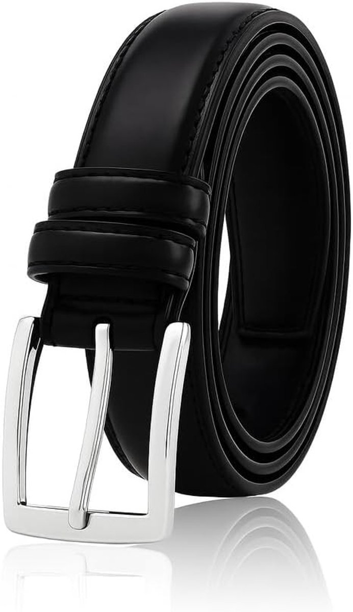 Elegante zwarte herenriem met robuuste gesp, verstelbaar en 30 mm breed voor business, werk en formele gelegenheden