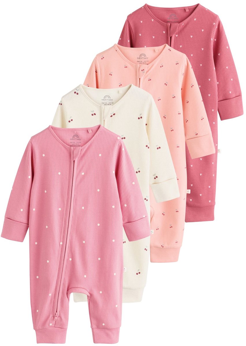 Next - Meisjes - Set van 4 babypyjama's met tweewegritssluiting - Rood