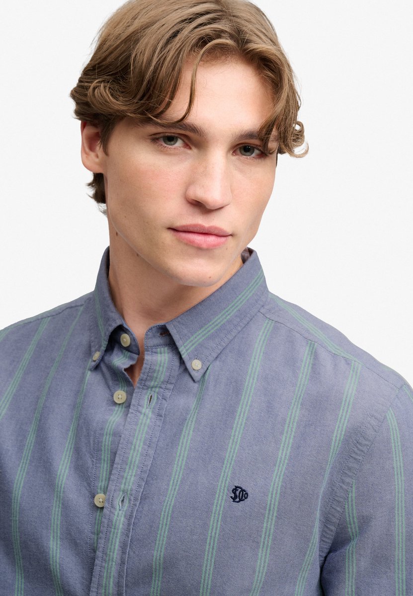 Superdry Preppy Oxford Overhemd Relaxed Pasvorm Heren Lange mouwen shirts Marineblauw
