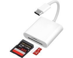 USB-C Kaartlezer - Dubbele Slot - Bestanden Overzetten - Plug and Play - Tot 1TB - Wit