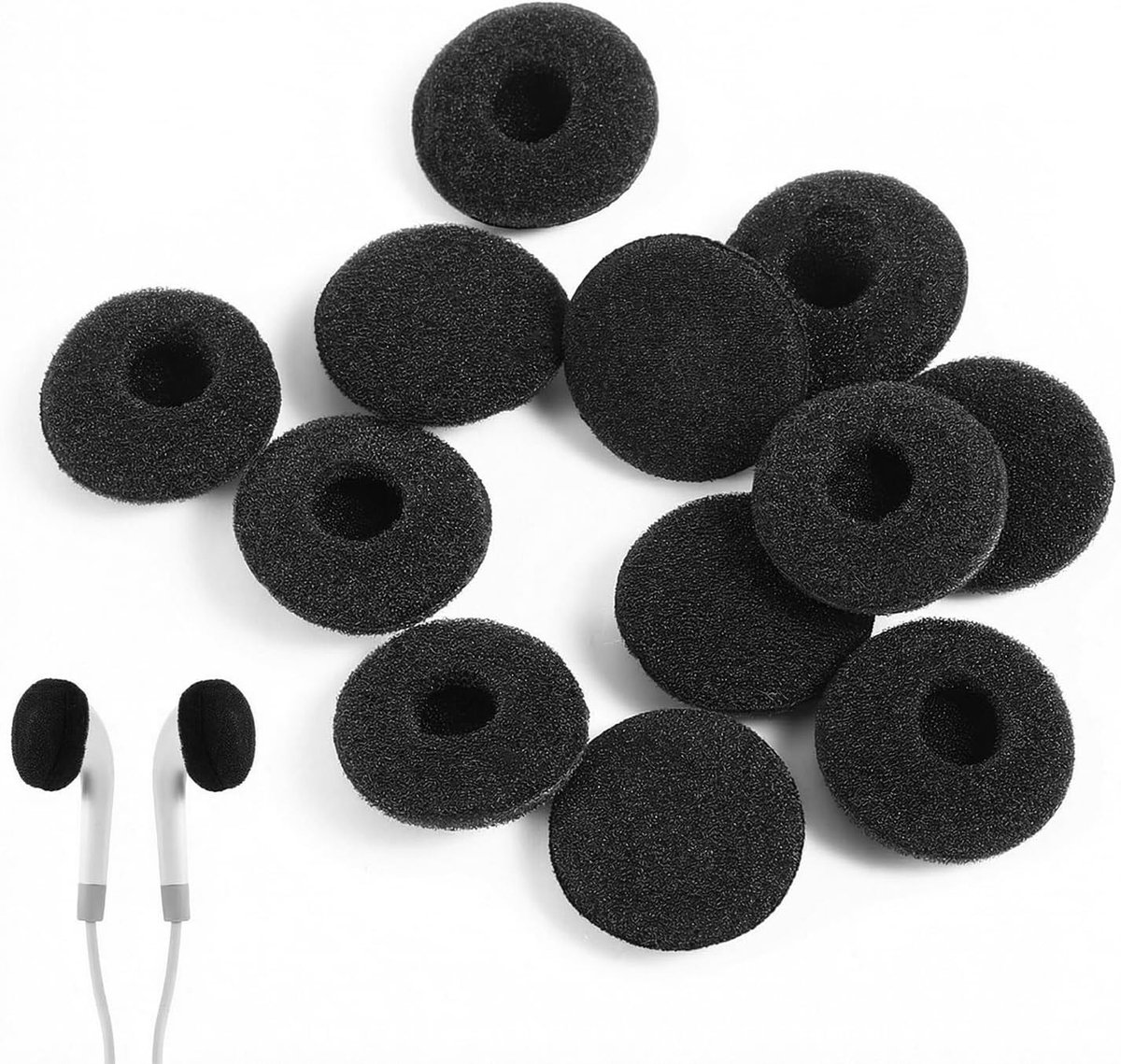 Vervangende Oorkussens voor Hoofdtelefoon - 12 Stuks Zachte Foam Ear Pads, Geschikt voor 18mm Oordopjes en Hoofdtelefoons