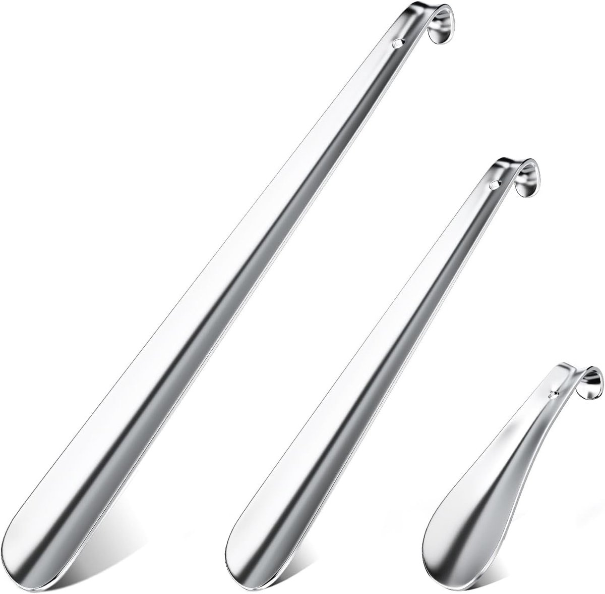Schoenlepel set 3-delig - 41 cm, 29 cm, 15 cm - metaal - stabiele uitvoering voor ouderen en zwangeren - ShopVlot