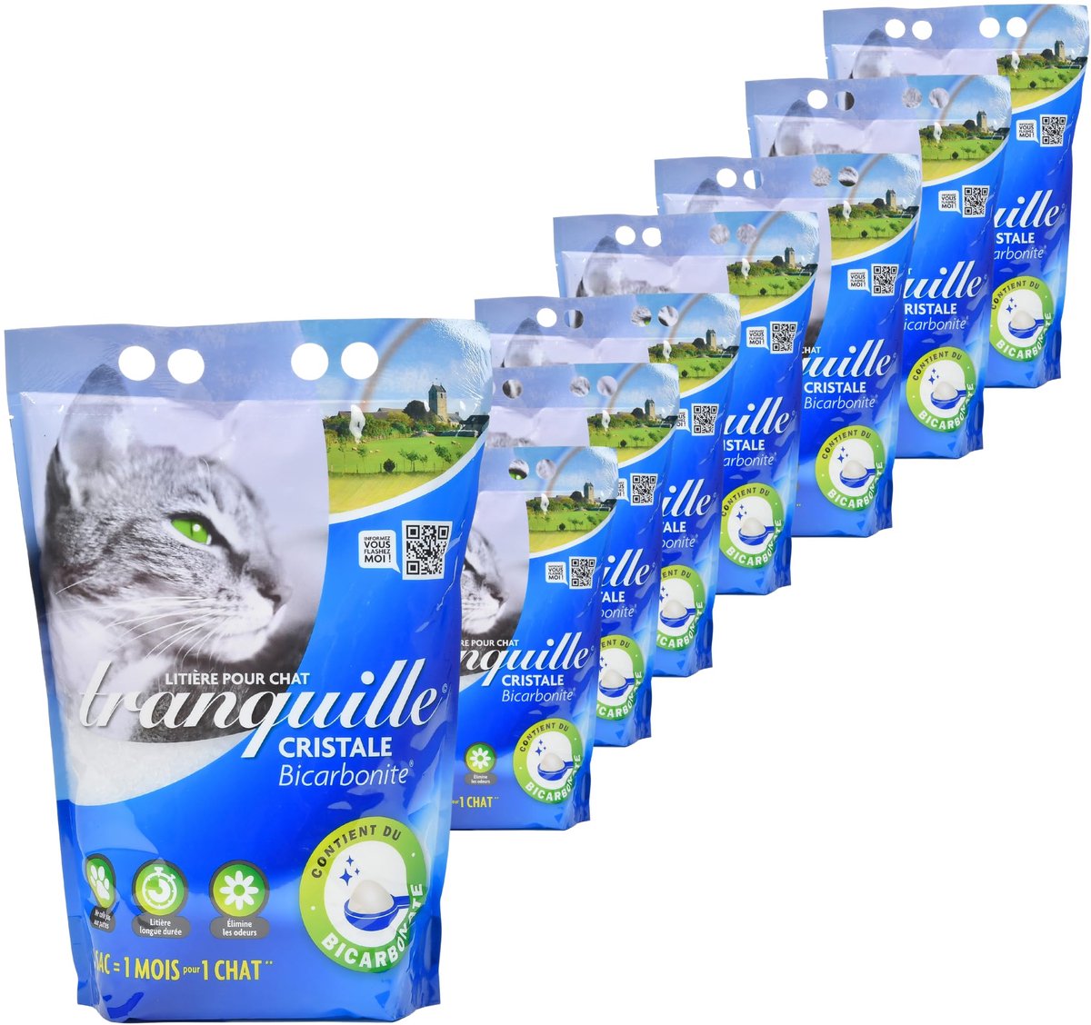 SnelShoppen - Kattenbakvulling Kristal Silicagel Bicarboniet 4L - 8 Stuks - Hypoallergeen, Geurabsorberend en Stofvrij voor Schone Kattenbak