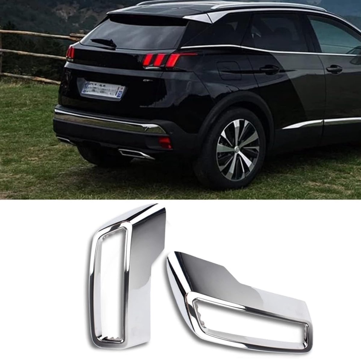 SnelShoppen - Achterste Uitlaatdemper Cover voor 3008 5008 Allure 2017-2020 - 2 Stuks - ABS Auto Exterieur Accessoires - Stylish Staart Eindpijp Stick