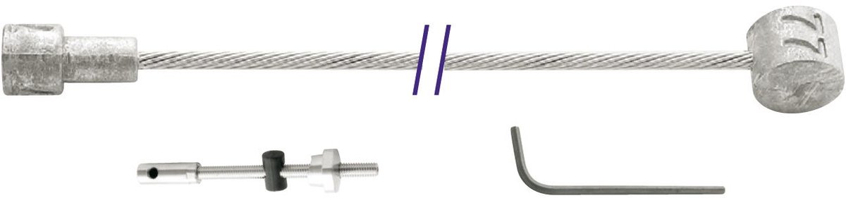CORDO Trommelremkabel - Binnenkabel - 225cm - 1,5mm - Verzinkt - Inclusief nippels