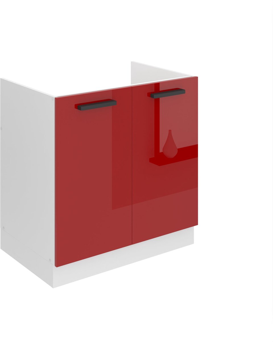 BELINI Spoelbakkast SDZ 80 cm met 2 Deuren - Rood Hoogglans