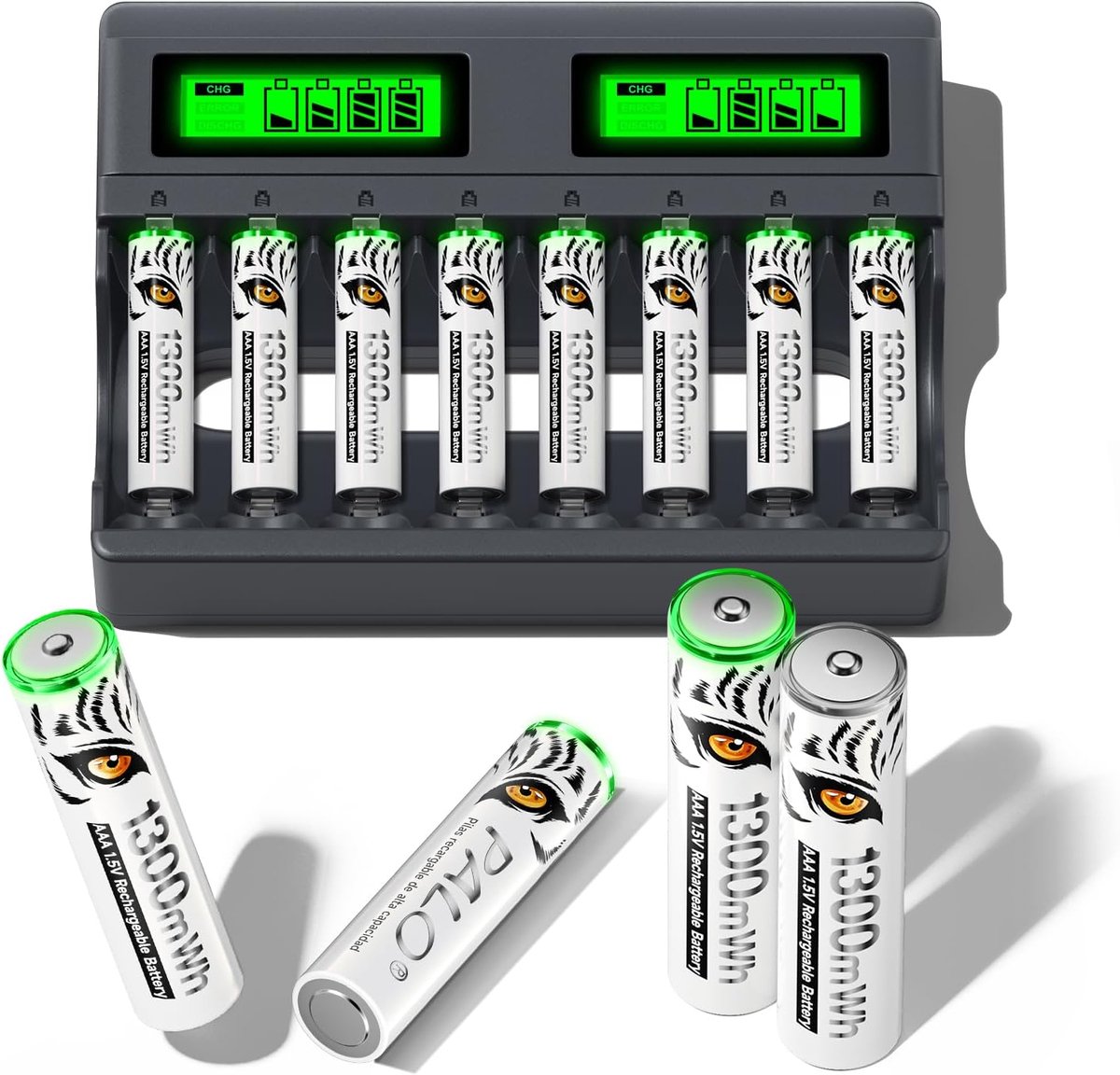 SnelShoppen - Oplaadbare Lithium AAA Batterijen Pack van 8 met USB C Type-C Oplader, LCD Snellader voor 1,5V AAA Batterijen, Ideaal voor Elektronica,
