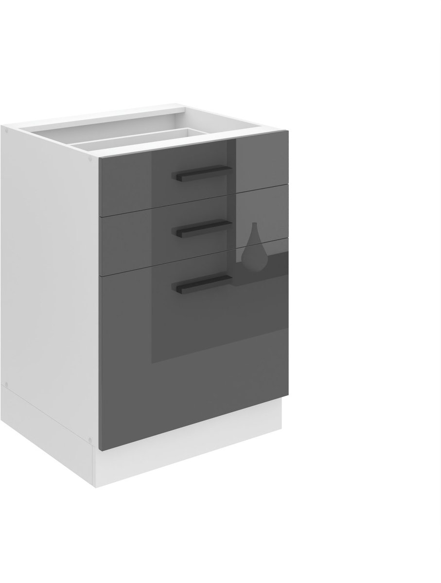 BELINI Keukenonderkast SDSZ 60 cm met Laden - Zilver Hoogglans