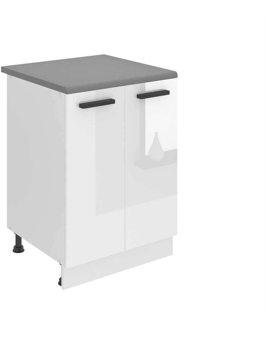 BELINI Keukenonderkast SD2 60 cm met 2 Deuren met Werkblad - Wit Hoogglans