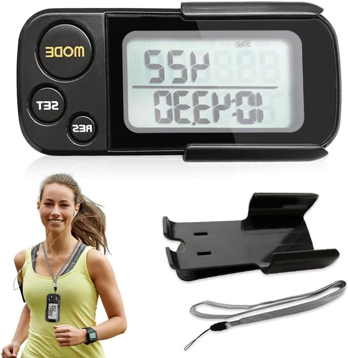 Digitale Stappenteller - Fitness Tracker - Activiteit Meten - 3D Sensor Technologie - 30 Dagen Geheugen - Zwart