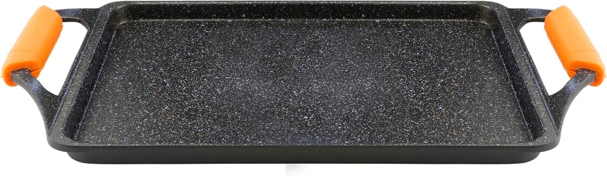 Grillplaat - Koekenpan - Lekker Koken - Titanium Antiaanbaklaag - 37 x 25 cm - Zwart