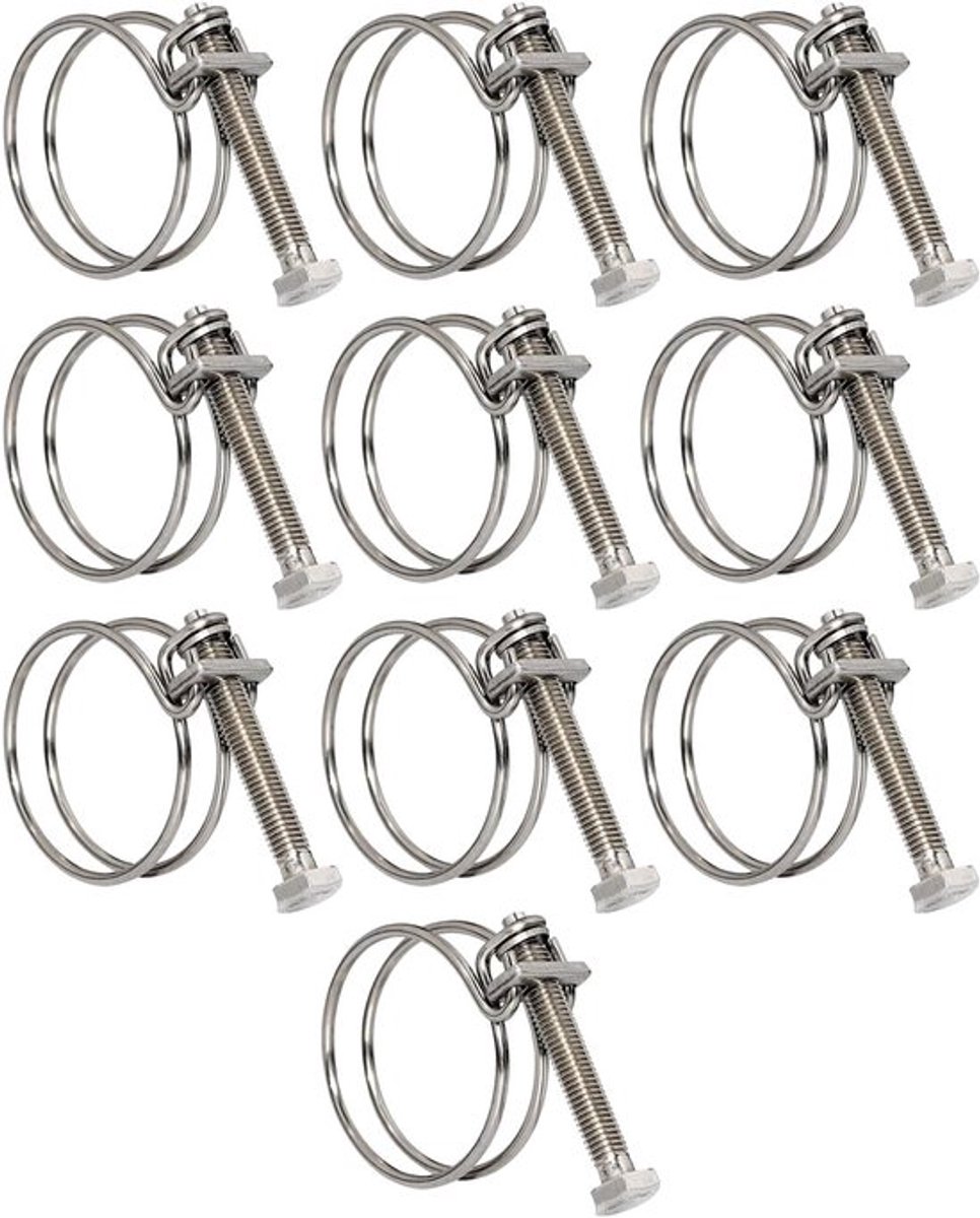 Dubbele Draad Klem Kettingen van RVS, Verstelbare Metaal Klem, Slang Kraag, Tube Klemketting (28-32mm)