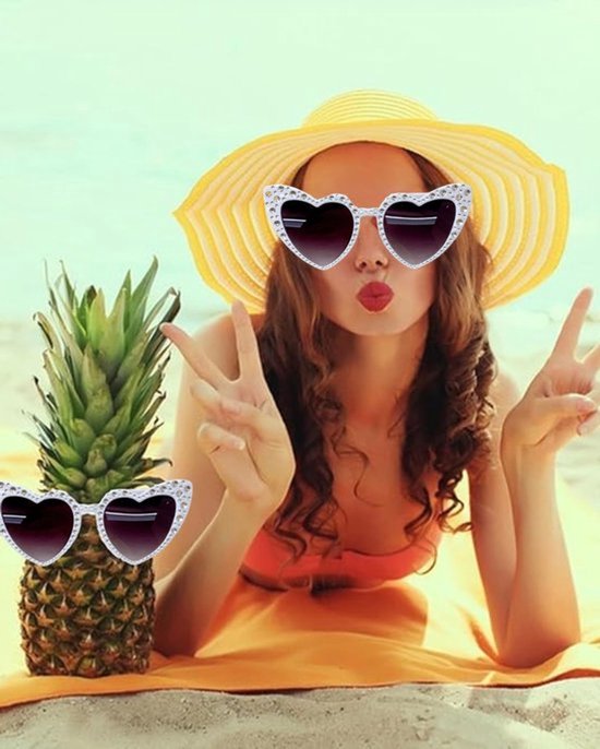 Zonnebril Hartvormig - Retro Zonnebril - UV400 Bescherming - Parels - Uniseks - Hoogwaardige Materialen - Fashion Eyewear — afbeelding 2