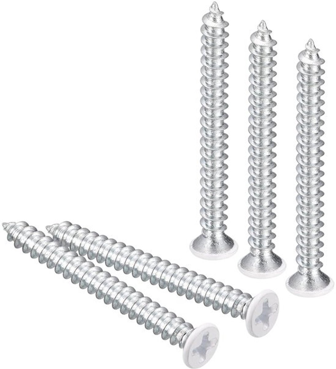 50 stuks zelftappende schroeven 50 mm met platte kop en kruiskop voor houtwerk, witte schroeven voor diverse toepassingen