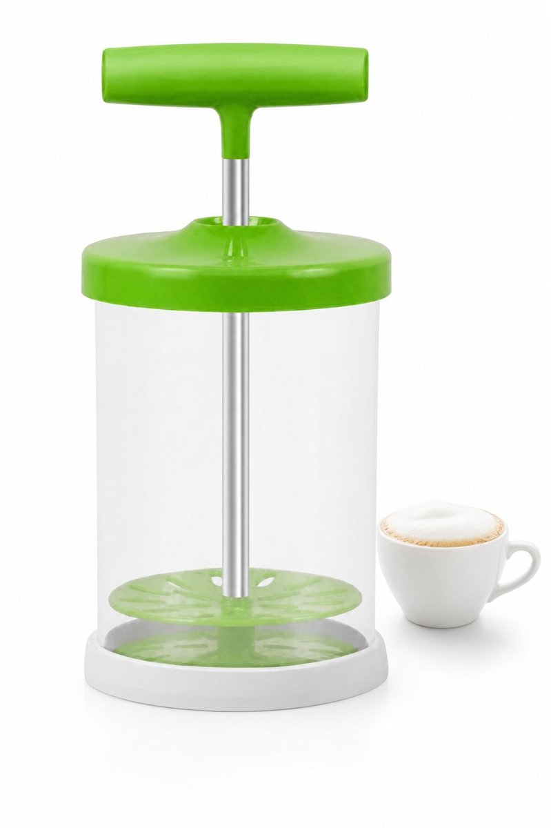 VHV - Handmatige Melkopschuimer - ABS Schuimer zonder Stroom - Groen voor Cappuccino, Koffie en Warme Dranken