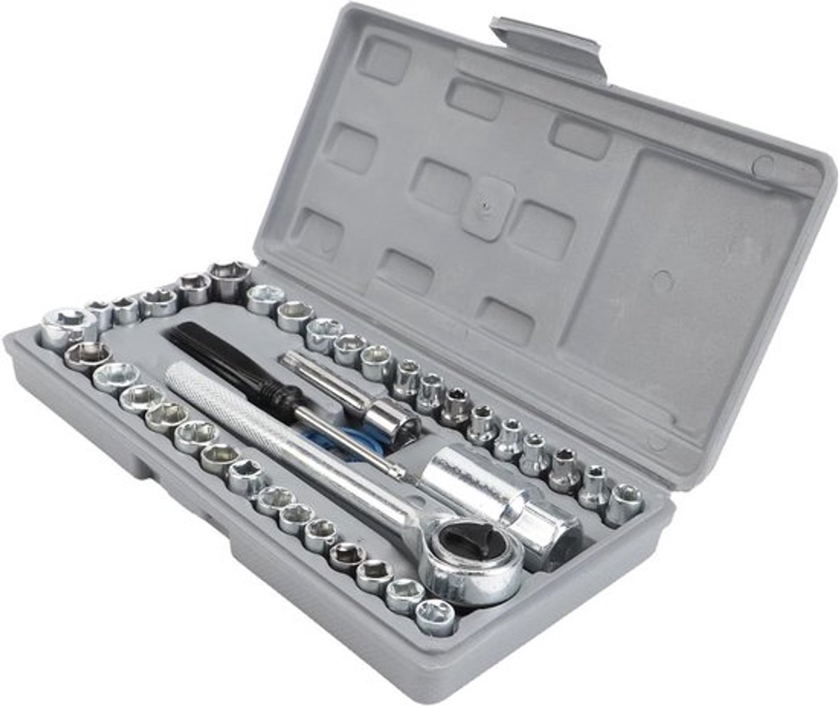 Universele dopsleutelset 40-delig metrische en SAE dopsleutels voor motorfietsen en auto's - Huishoudelijke reparatieset met 1/4 inch en 3/8 inch.