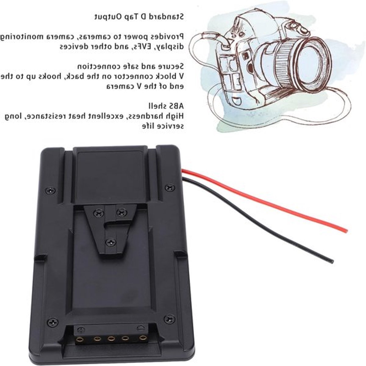 Montageplaat voor V-Mount Batterij met D-Tap Output - Geschikt voor Camera's en Accessoires