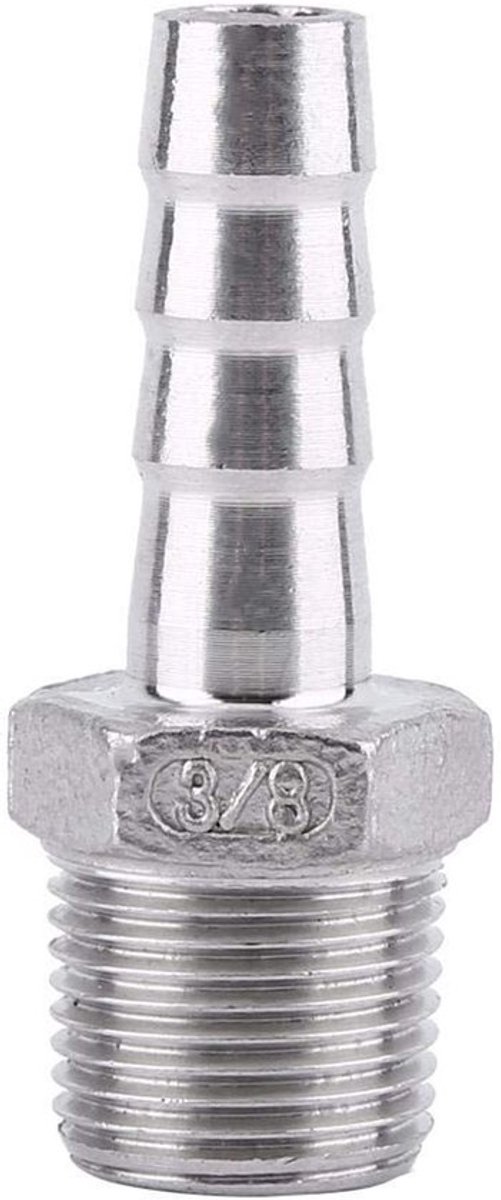 Slangaansluiting Roestvrij Staal 304 - Buitendraad - Barb Verbinding - BSP 1/8" tot 3/4" - Voor Chemische Procestechniek - Snelkoppeling - Pijpverbinding