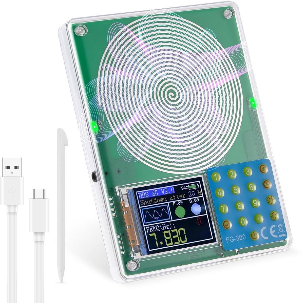 SnelShoppen - Schumann Frequentiegenerator 7,83 Hz - Draagbare Frequentiegenerator 0,01 Hz - 200 kHz - 13 Golfvormen - 1000 mAh Accu - Oplaadbare Sinu