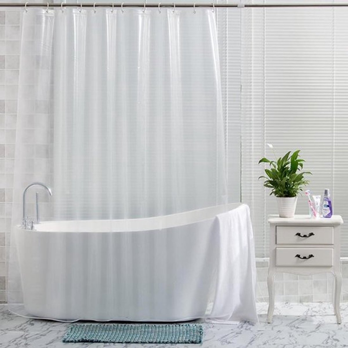 Transparant douchegordijn waterdicht 180 x 200 cm badkamer topline stofdouchegordijn