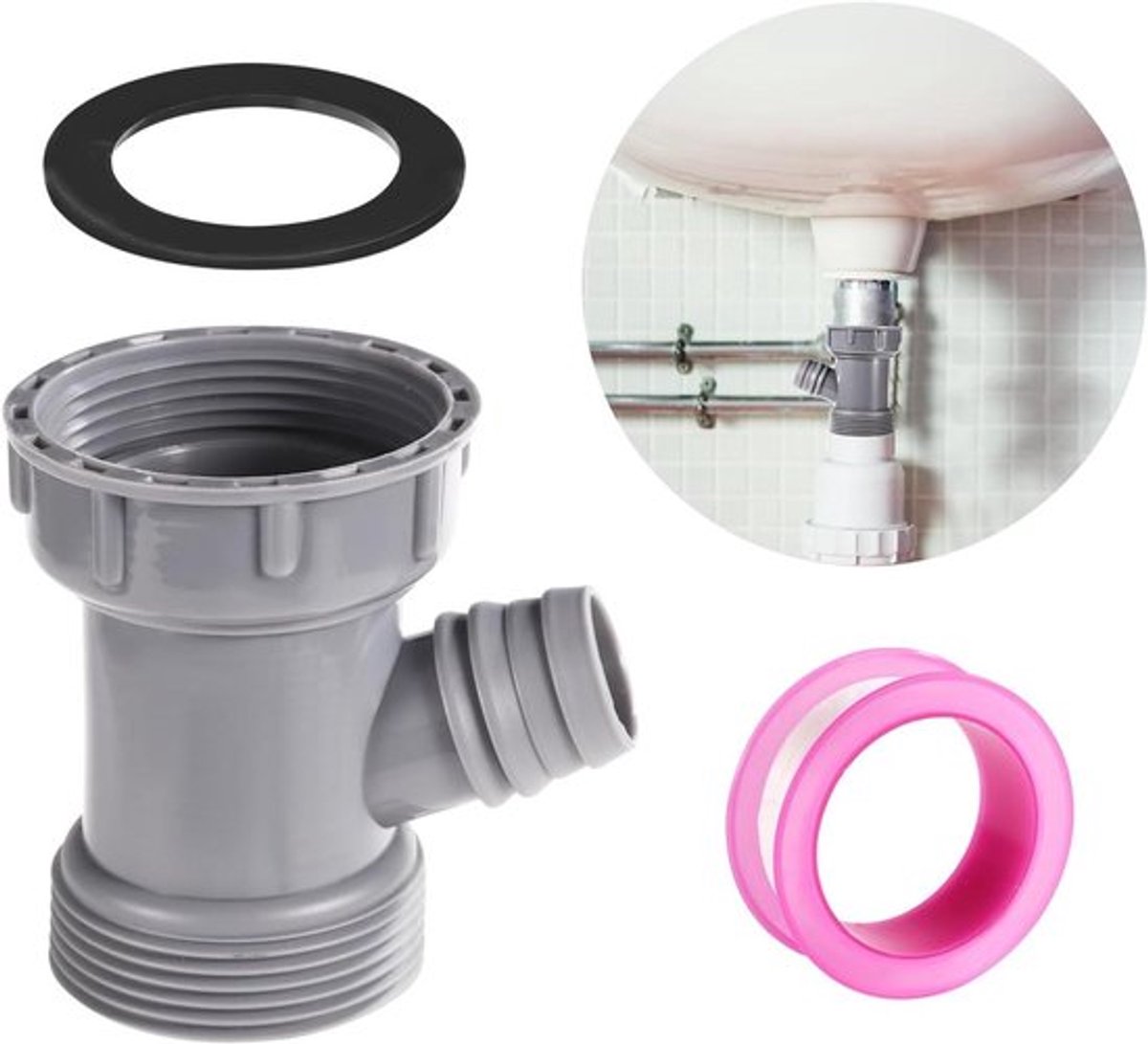 Y-vormige gootsteenafvoerconnector met pakking - keukengootsteenbuisadapter - afvoeruitlaat - eenvoudige integratie - universeel - loodgieterswerk - keukenaccessoires.