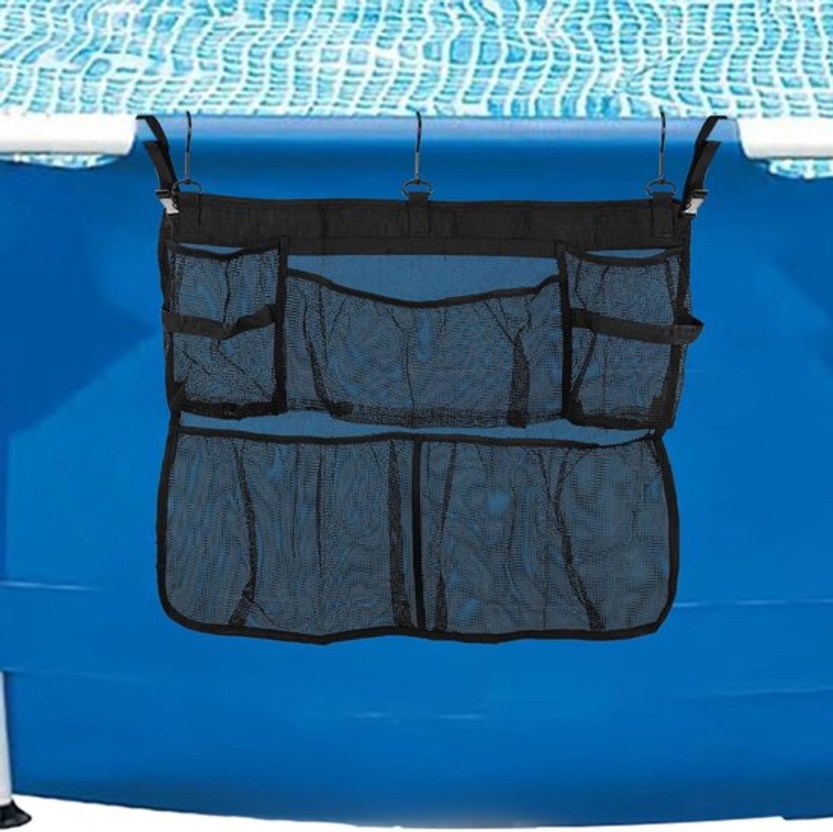 Opbergzak voor Boven Grond Zwembad, 61x51cm Mesh Hangende Organizer voor Tuin, Patio en Terras