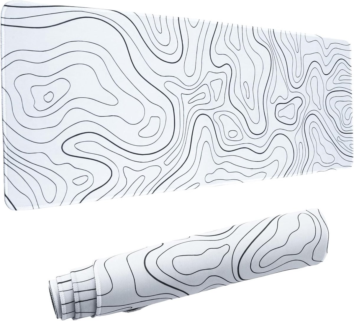 Grote Gaming Muismat met Zwart-Wit Terrein, Antislip Rubberbasis, XXL Formaat voor Toetsenbord en Muismat 80 x 30 cm